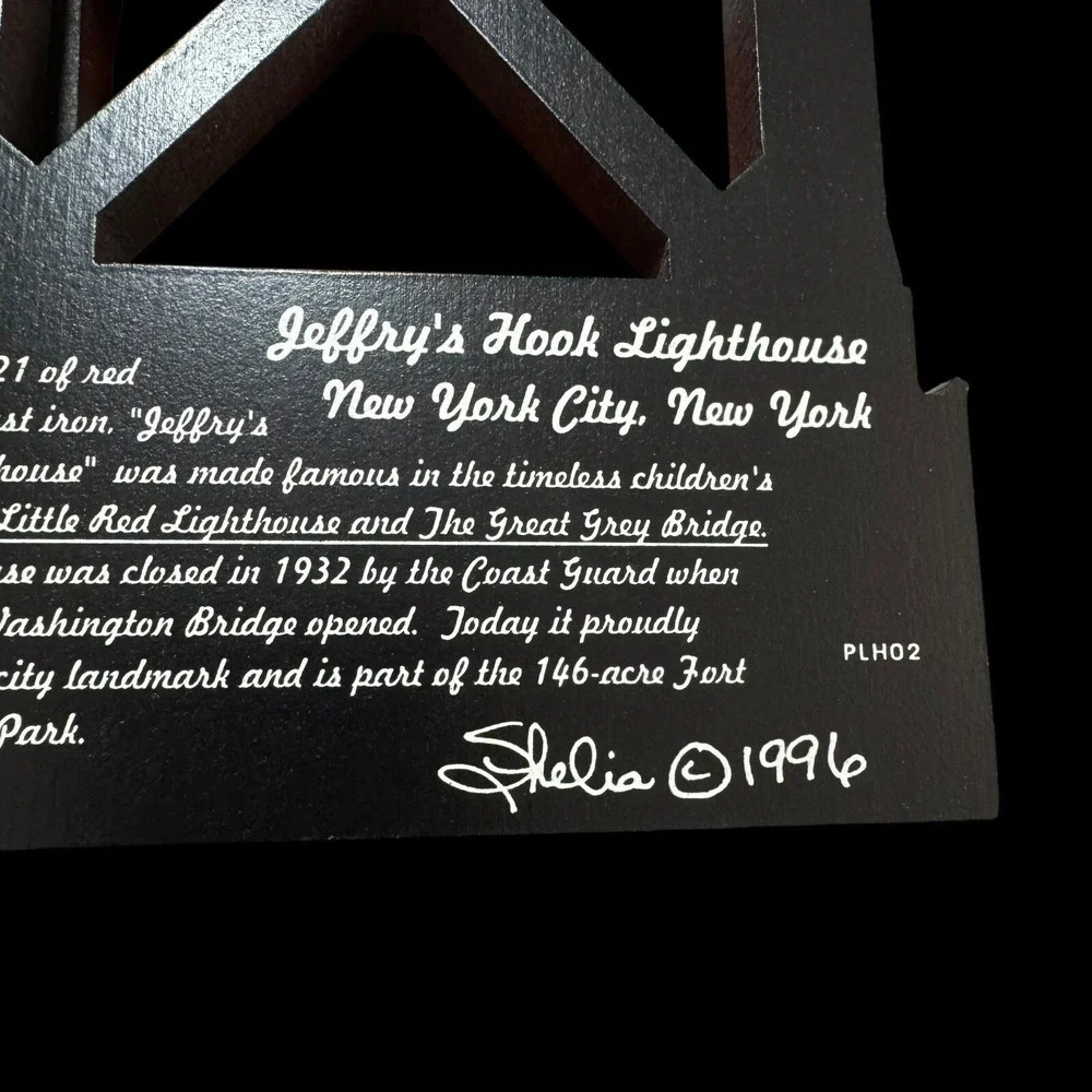 JEFFRY'S HOOK‎ LIGHTHOUSE New York City, New York NYC Shelia's 1996 SIGNED
